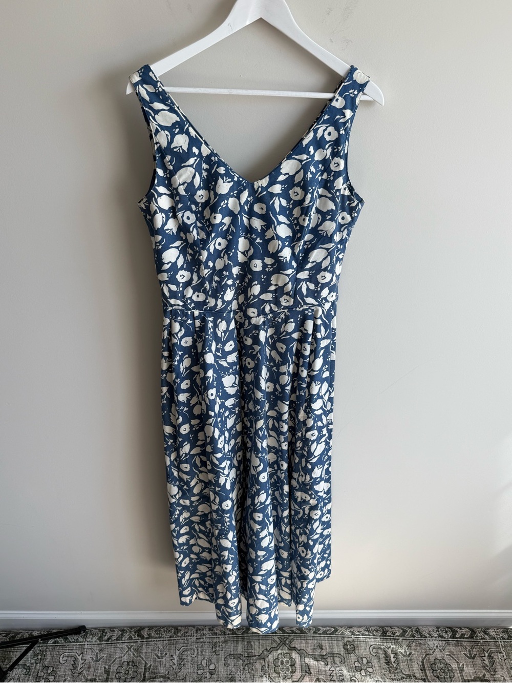 Vintage Laura Ashley blue floral 100% cotton made in Great Britain dress US 12 - Picture 7 of 9